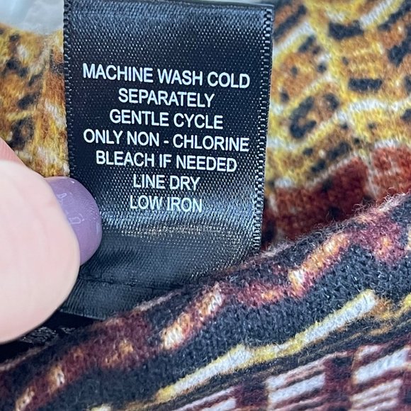 SOHO Apparel Ltd. Brown, Orange, Yellow Herringbone Boho Midi Skirt Size Medium - Picture 5 of 6